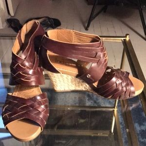 Woven Leather Wedge Espadrille